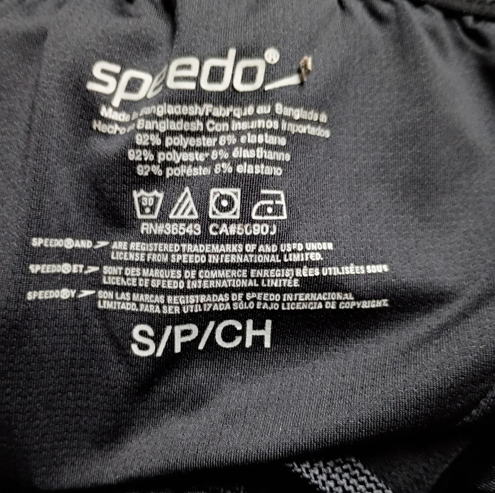Speedo Men's Black Heathered Shorts Small Drawstring Pockets‎ Pull On